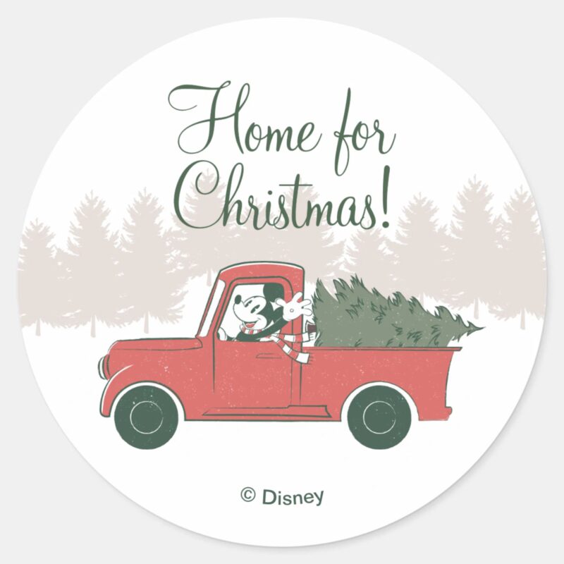 Mickey Mouse Home For Christmas Classic Round Sticker