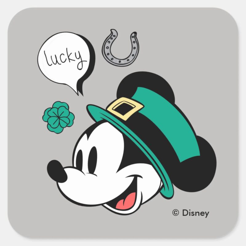 Mickey Mouse Lucky You Square Sticker