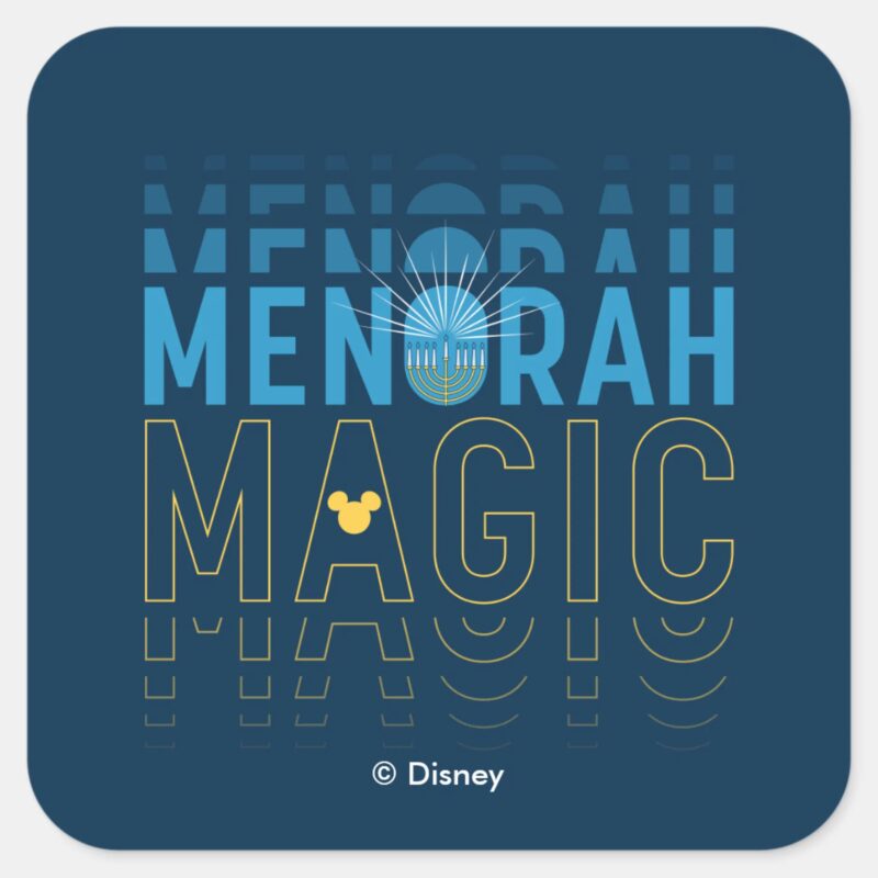 Mickey Mouse Menorah Magic Square Sticker