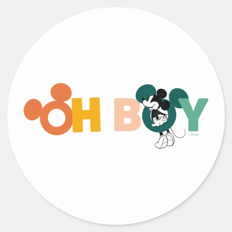 Mickey Mouse Oh Boy Classic Round Sticker
