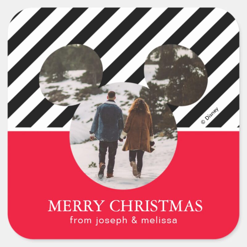 Mickey Mouse Our First Christmas Married Square Square Sticker