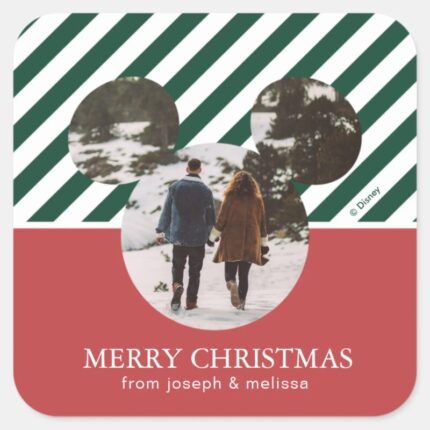 Mickey Mouse Our First Christmas Married Square Sticker