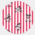 Mickey Mouse Plane Crazy Pattern Classic Round Sticker