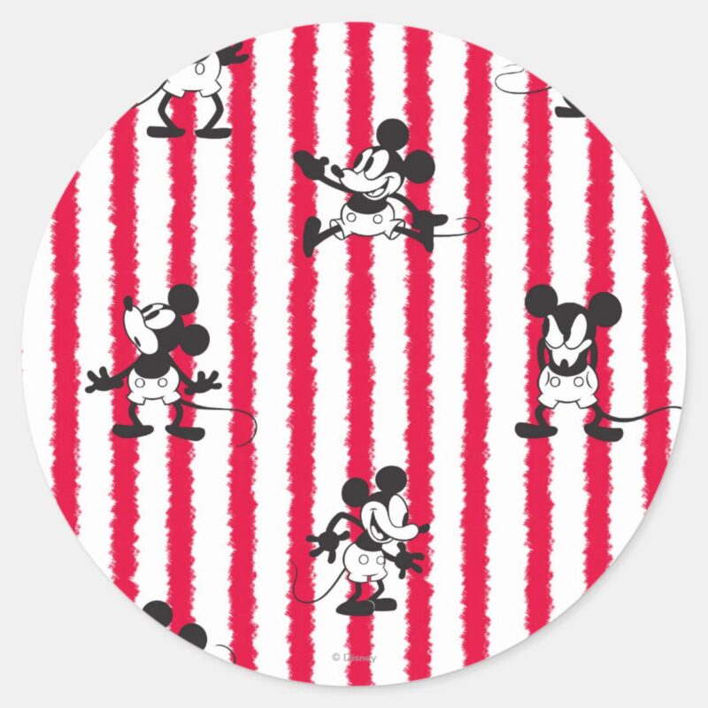 Mickey Mouse Plane Crazy Pattern Classic Round Sticker