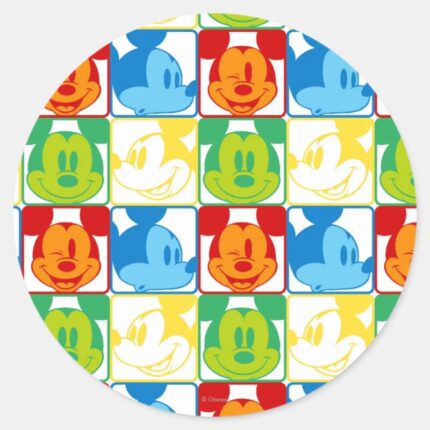 Mickey Mouse Pop Art Pattern Classic Round Sticker