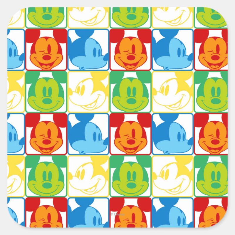Mickey Mouse Pop Art Pattern Square Sticker