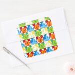 Mickey Mouse Pop Art Pattern Square Sticker