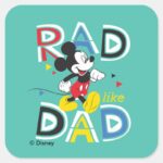 Mickey Mouse Rad Like Dad Square Sticker