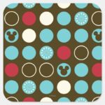 Mickey Mouse Retro Polka Dot Pattern Square Sticker