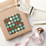 Mickey Mouse Retro Polka Dot Pattern Square Sticker