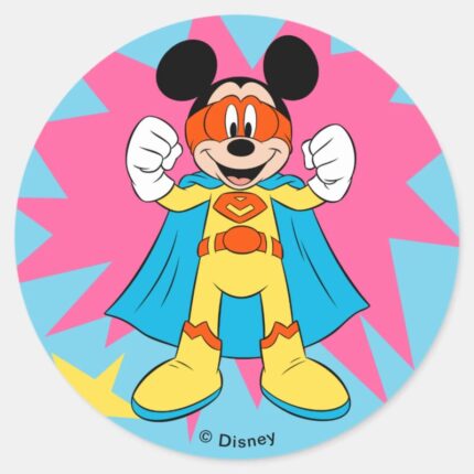 Mickey Mouse Super Hero Cute Classic Round Sticker