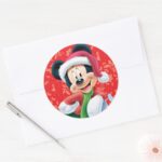 Mickey Mouse On Snowflake Classic Round Sticker