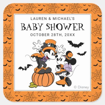 Mickey Friends Halloween Baby Shower Square Sticker