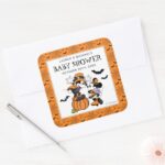 Mickey Friends Halloween Baby Shower Square Sticker
