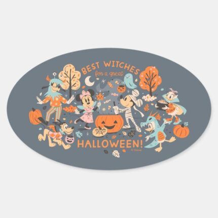 Mickey Friends Halloween Best Witches Oval Sticker