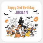 Mickey Friends Halloween Birthday Square Sticker