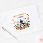 Mickey Friends Halloween Birthday Square Sticker