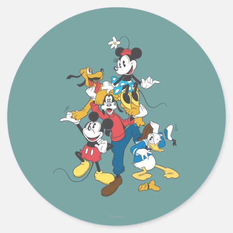 Mickey Friends Classic Group Classic Round Sticker