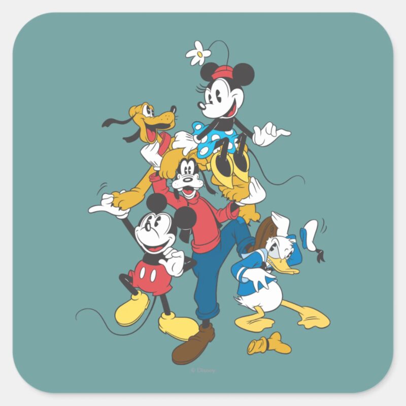 Mickey Friends Classic Group Square Sticker Mickey Friends Classic Group Square Sticker