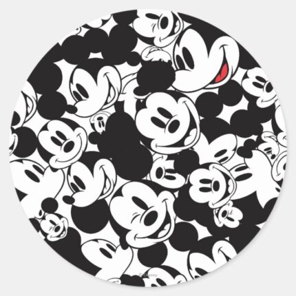 Mickey Friends Classic Mickey Pattern Classic Round Sticker