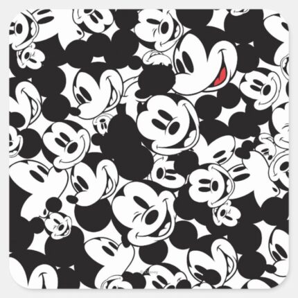 Mickey Friends Classic Mickey Pattern Square Sticker