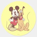 Mickey Friends Classic Mickey Pluto Classic Round Sticker