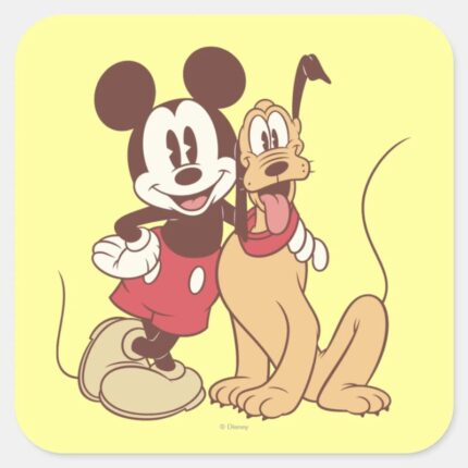 Mickey Friends Classic Mickey Pluto Square Sticker