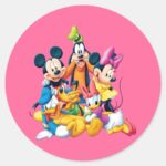 Mickey Friends Fab Five Classic Round Sticker