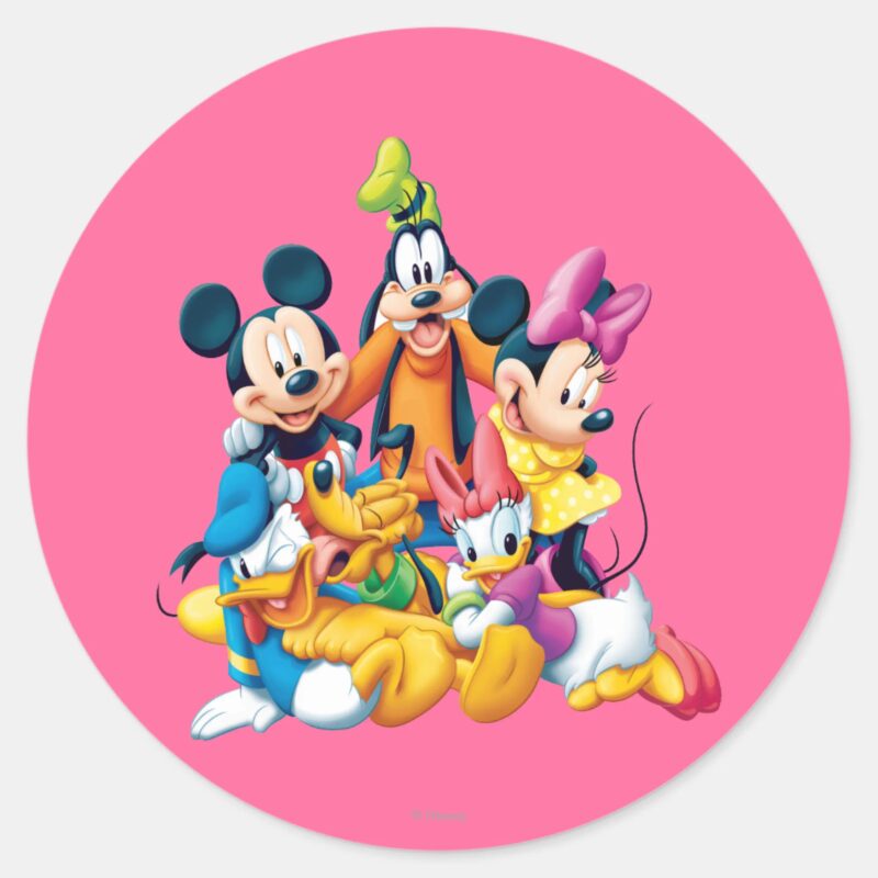 Mickey Friends Fab Five Classic Round Sticker Mickey Friends Fab Five Classic Round Sticker
