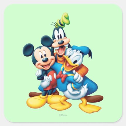 Mickey Friends Group Hug Square Sticker