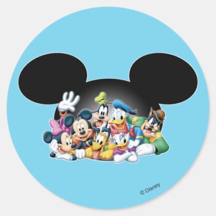 Mickey Friends Group In Mickey Ears Classic Round Sticker