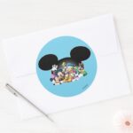 Mickey Friends Group In Mickey Ears Classic Round Sticker