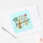 Mickey Friends Hawaii Square Sticker