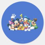 Mickey Friends Kneeling Classic Round Sticker