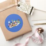 Mickey Friends Kneeling Classic Round Sticker