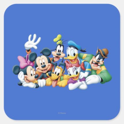 Mickey Friends Kneeling Square Sticker