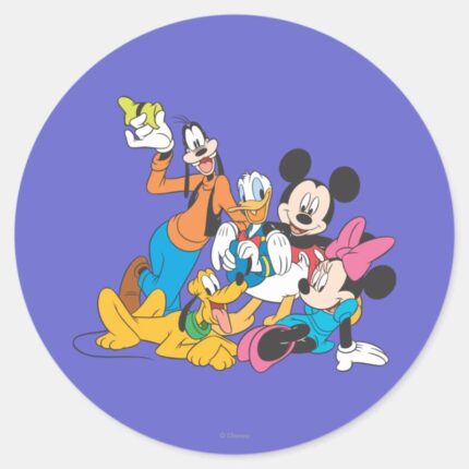 Mickey Friends Leaning Classic Round Sticker
