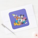 Mickey Friends Leaning Square Sticker