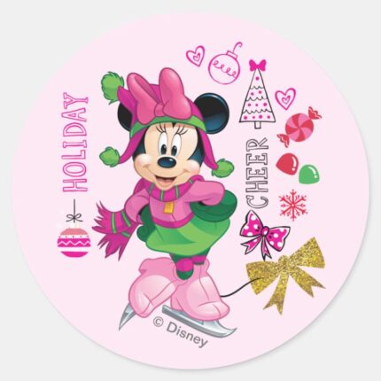 Mickey Friends Minnie Holiday Cheer Classic Round Sticker