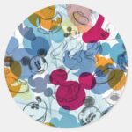Mickey Friends Mouse Head Sketch Pattern Classic Round Sticker