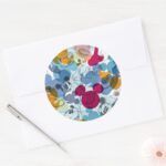 Mickey Friends Mouse Head Sketch Pattern Classic Round Sticker