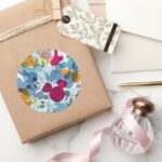 Mickey Friends Mouse Head Sketch Pattern Classic Round Sticker