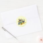 Mickey Friends Vintage Hug Classic Round Sticker