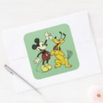 Mickey Friends Vintage Mickey Pluto Square Sticker