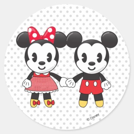 Mickey Minnie Holding Hands Emoji Classic Round Sticker