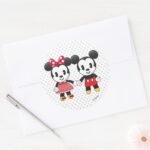 Mickey Minnie Holding Hands Emoji Classic Round Sticker