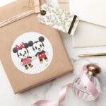 Mickey Minnie Holding Hands Emoji Classic Round Sticker