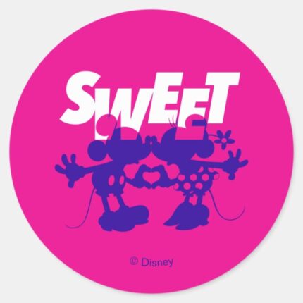 Mickey Minnie Mouse Sweet Valentines Day Classic Round Sticker