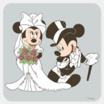 Mickey Minnie Wedding Getting Married Square Sticker
