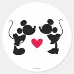Mickey Minnie Wedding Silhouette Classic Round Sticker